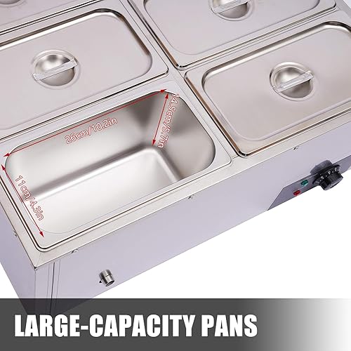 Miniatura 3 de Servidor de bufé de 6 bandejas y calentador de alimentos de 850 W vaporizador eléctrico profesional de acero inoxidable de seis platos de 184