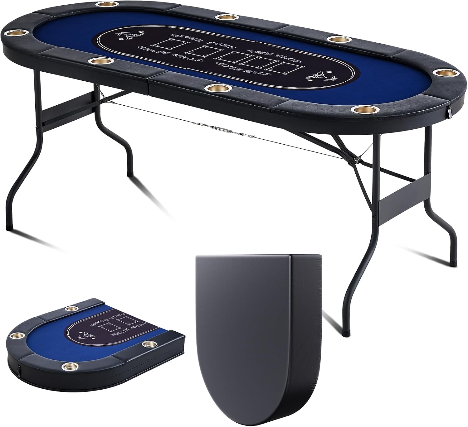Mesa de poker plegable para 8 jugadores azul 72 pulgadas miniatura 1