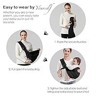 Vista 5 de Portabebés Tipo Bandolera, Portabebés para Niños Pequeños con Doble Hebilla de Seguridad y Correa de Hombro Ajustable (7-30 libras), Portabebés Gris