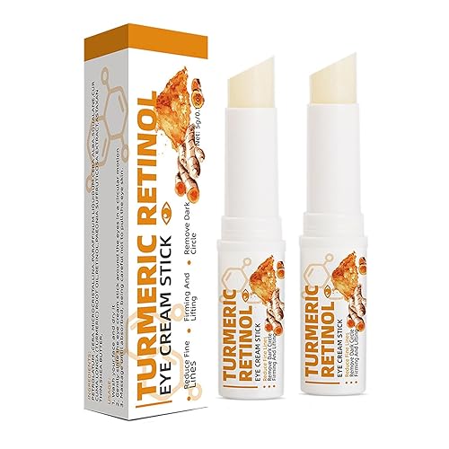 2 barras de ojos con retinol de cúrcuma, bálsamo para ojos hidratante para círculos oscuros, arrugas, resultados visibles en 3-4 semanas,