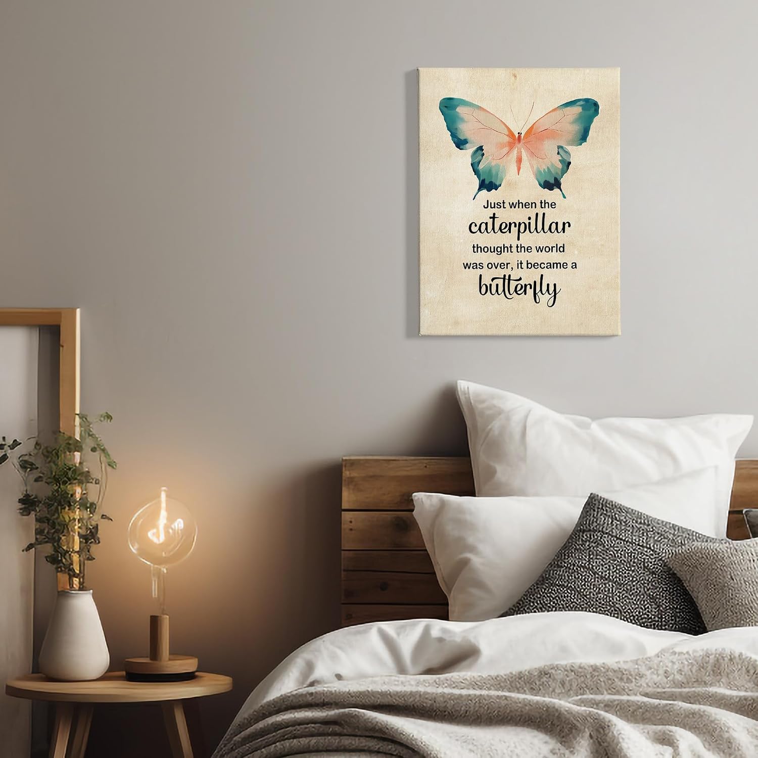 PHAMTE Inspirational Butterfly Wall Art Decor Canvas, Butterfly Motivational Quotes Pictures Wall Decor Decorations Art, Inspirational Framed Prints Artwork for Home Living Room Bedroom Office 11x14