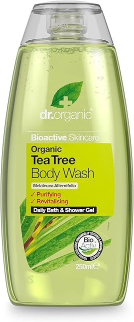 Dr Organic, Organic Tea Tree Body Wash, Natural , Vegan , Cruelty Free , Paraben & SLS Free , Eco Friendly Recyclable Packaging, For Women & Men, Palm Oil Free, 250ml