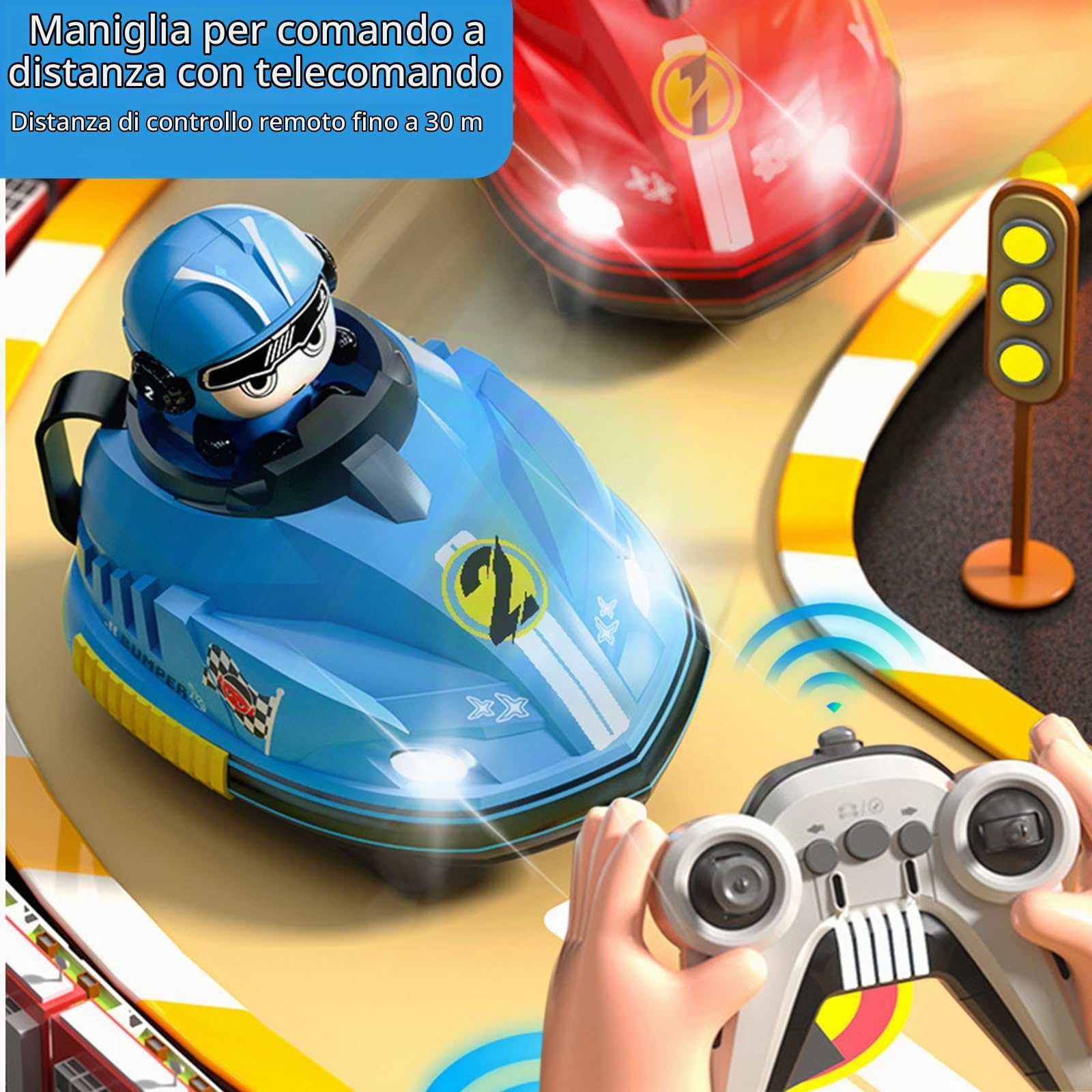 2 Pezzi Autoscontri RC con Robot Éjectable e Luci, Macchina Telecomandata Ricaricabile per Bambini 6-14 Anni, Giocattolo Interattivo per Ragazzi e Ragazze, Set di Bumper Cars Multigiocatore