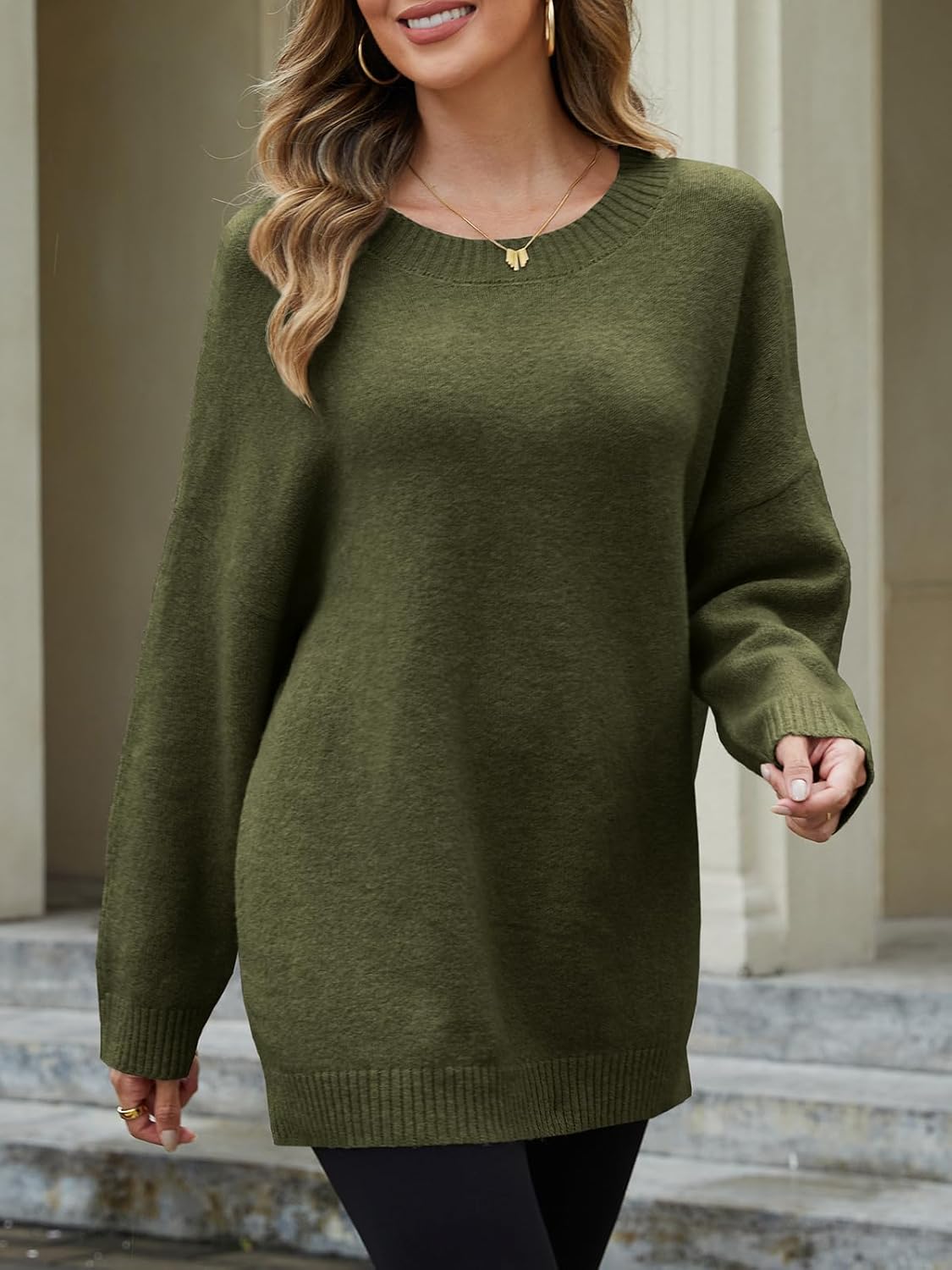 UNCLECAT Women's Oversized Sweaters Trendy Knit Sweater Tops Long Sleeve Crewneck Casual Pullover - Image 4
