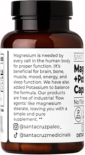 Miniatura 2 de Santa Cruz Paleo Cápsulas de Magnesio + Potasio, Suplemento para Hombres y Mujeres, Paleo, Keto, Sin Azúcar y Gluten, Magnesio Glicinato 166mg y