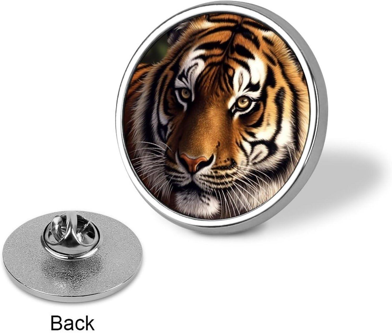 Aluminum Alloy Lapel Pin Round Backpack Pins, Bengal Tiger image 3