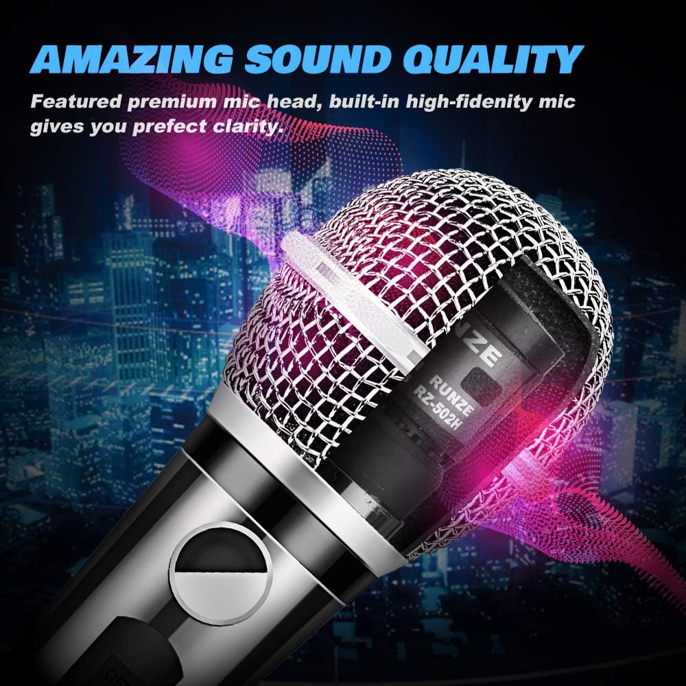 Ankuka Wired Dynamic Karaoke Microphones, Professional Handheld Vocal Mic with 13ft 6.35mm XLR Audio Cable Compatible with Karaoke Machine/Speaker/Amp/Mixer for Singing, Speech, Wedding, Stage : Musical Instruments