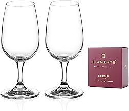 DIAMANTE Port and Wine Tasting Glasses - 'Auris' Collection Undecorated Crystal - Set of 2 Standardised Degustation Wine Tasting Glasses