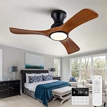 36 inch Flush Mount Ceiling Fans with Lights,Remote Control,Wall Switch,Solid Wood Blades,Dimmable,Reversible,Noiseless, Low Profile Black Ceiling Fan for Bedroom Patio