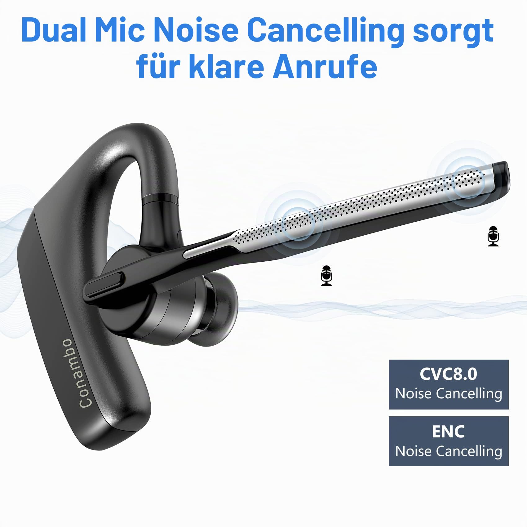 Conambo K18 Bluetooth V5.1 kabelloser Ohrhörer mit CVC 8.0 ENC Dual Mic Geräuschunterdrückung Kopfhörer mit Mikrofon