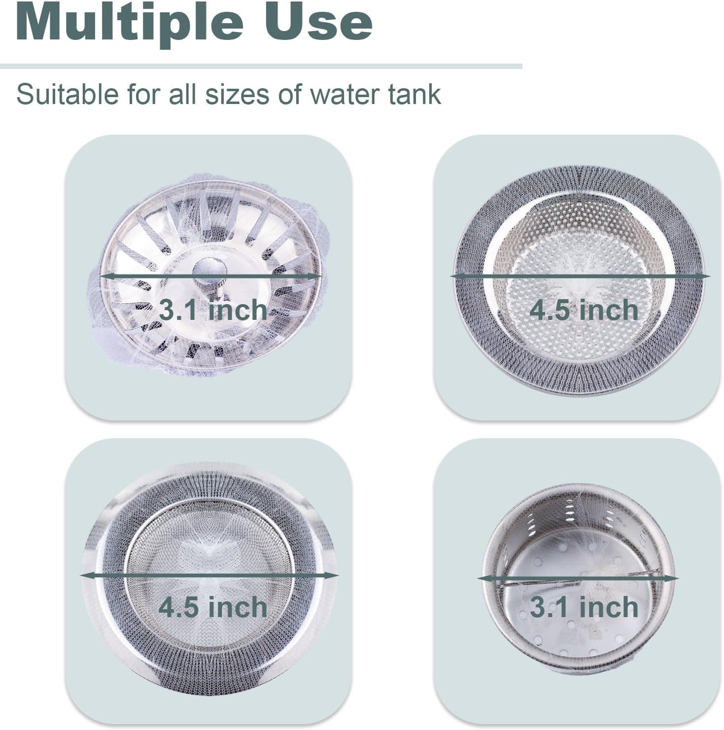 100 PCS Disposable Mesh Sink Strainer Bags, Kitchen Sink Strainer Mesh Bag, Kitchen Sink Drain Strainer, Scalability, Non-Clog, Keep Your Sewer Lines and Garbage Disposal Safe