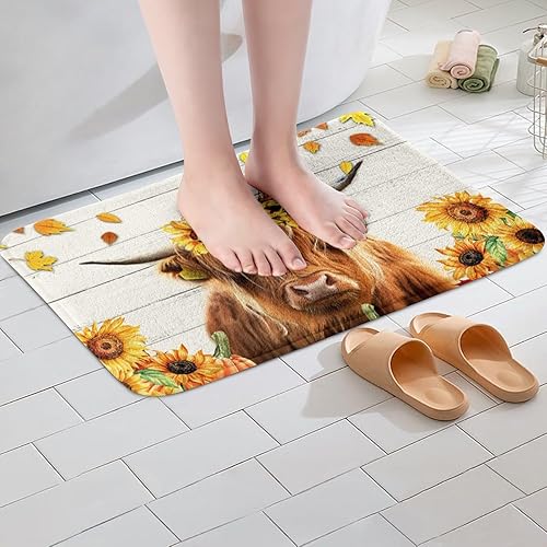 Miniatura 5 de Erosebridal Alfombra decorativa de otoño para niños y niñas, regalo para el día de Acción de Gracias, tapete de baño con estampado de vaca marrón de