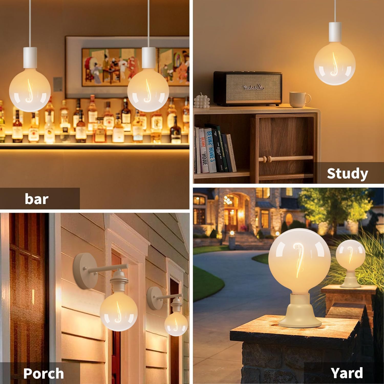 ONEWISH LED Light Bulb,G150 Translucent White LED Globe Bulbs,Warm White 1800K 3W,30W Equivalent,E26 Standard Base,6 inch Oversized Edison Light Bulb for Home Decor,1 Pack
