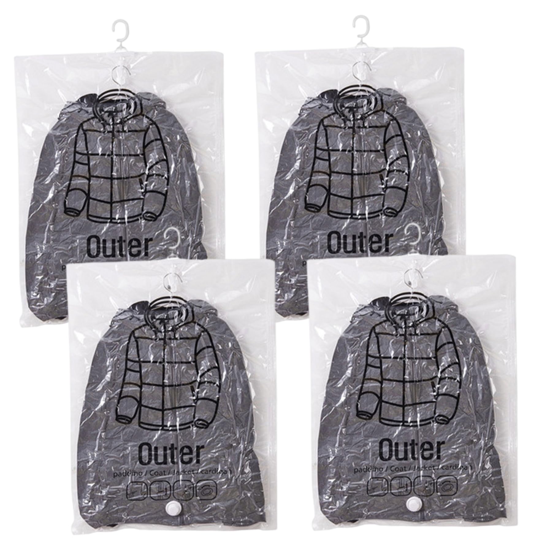 Sacs de rangement sous vide suspendus 4 pièces grands formats pour vêtements et costumes