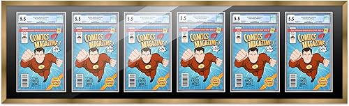 Miniatura 266 de Poster Palooza Marco de cómic con paspartú para 2 cómics CGC, CBCS o PGX Graded Comics – Marco de cómic negro para cómics de 8.125 x 13 pulgadas