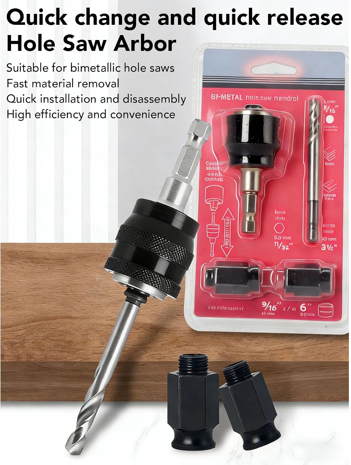 Garosa Hole Saw Arbor Carbon Steel Alloy Steel Wood Drill Bit with Fast Eject Mandrel and Texture for Precise Woodworking