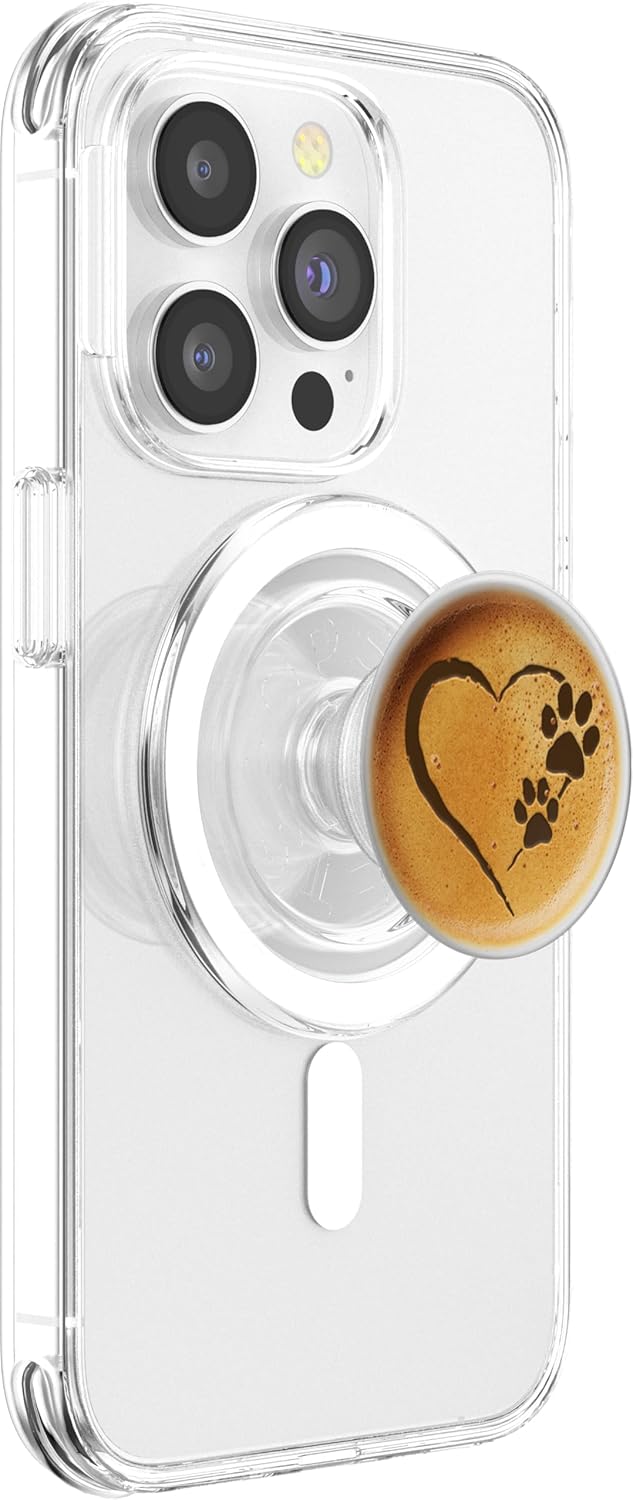 Paw Print Dog Paw Cute Dog Coffee Design Heart Latte PopSockets PopGrip for MagSafe