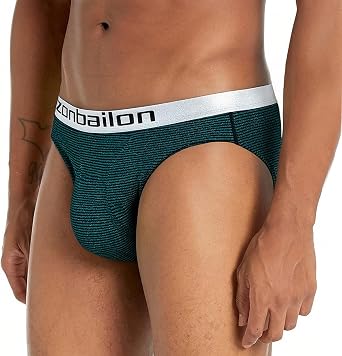 Mens Classic Briefs Bulge Enhancing Pouch Breathable Low Rise Underwear Micro Mesh Striped Underpants Stretch