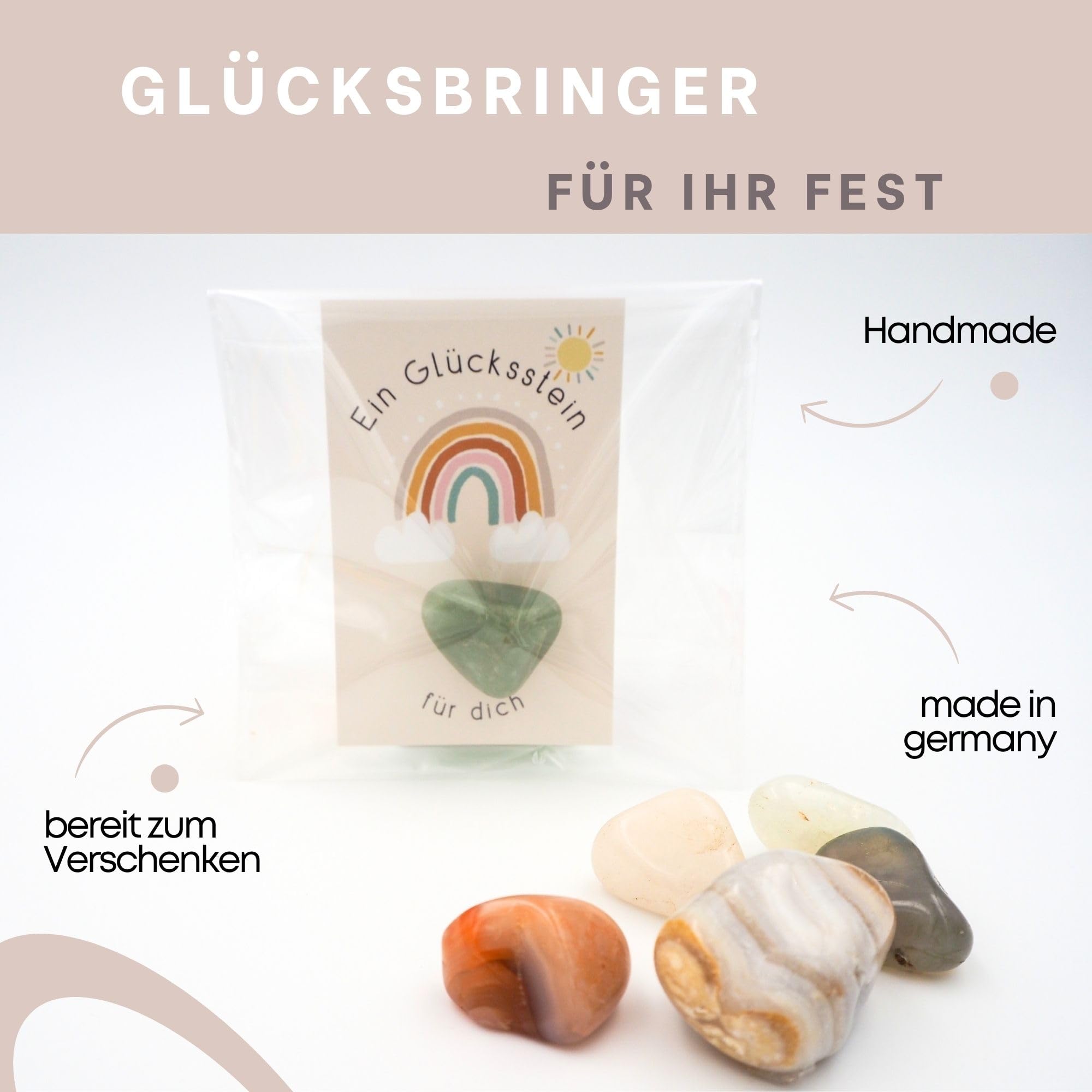 JABNOW 36 Pezzi Set Di Pietre Portafortuna, 12 Pietre Colore Portafortuna Per Bambini, 12 Sacchetti Di Iuta, 12 Cartellini Per Animali, Pietra Magica Regalo Per Feste Di Compleanno Per Bambini - Foto 7