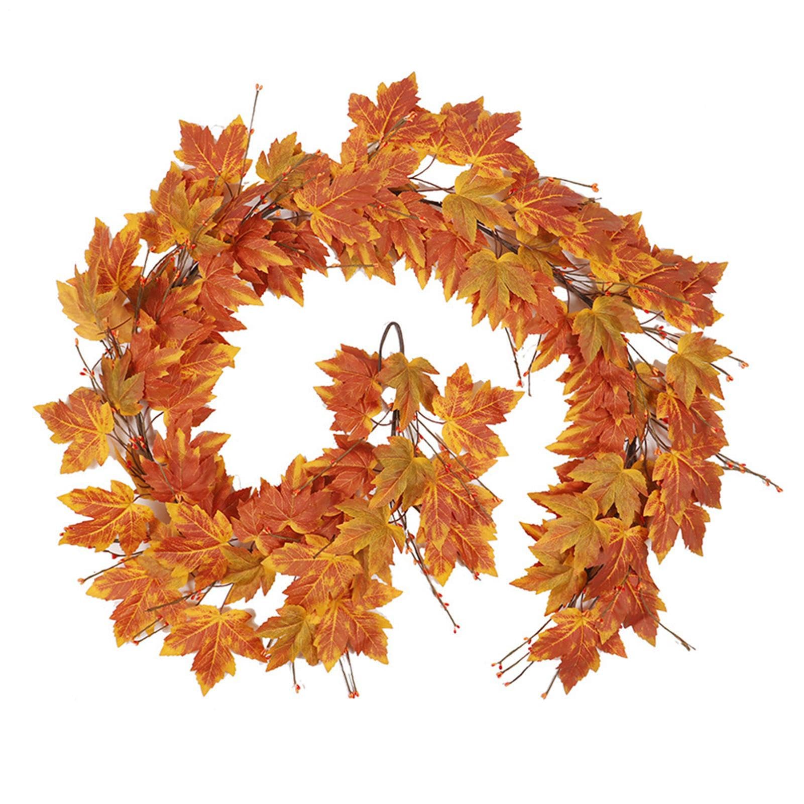 Guirlande de feuilles d'érable en tissu de soie artificielle pour décoration murale