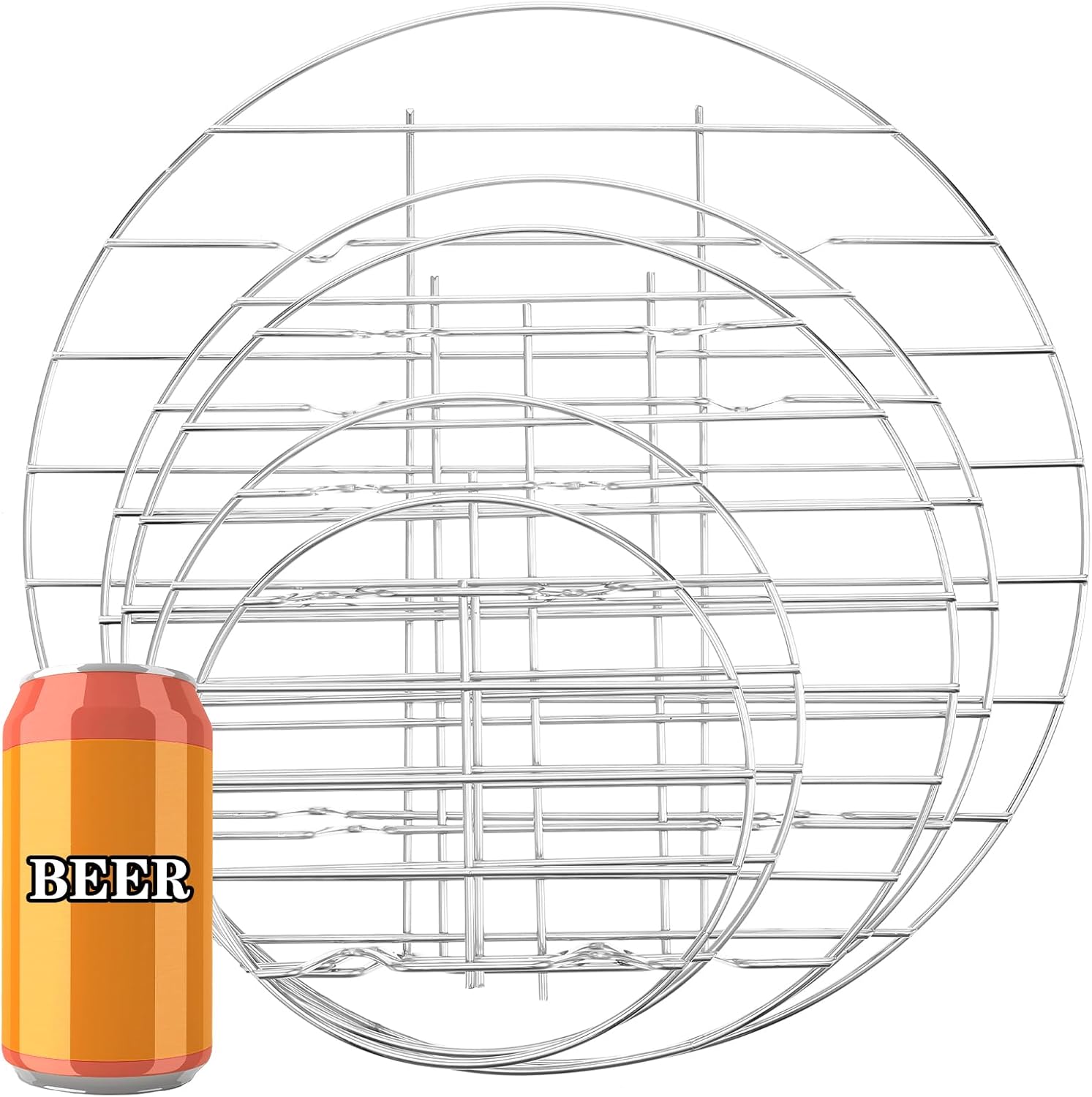 5 Pieces Stainless Steel Round Cooling Racks for Baking, Cooking, Steaming - Air Fryer Rack & Steaming Rack Set (12/10/9/7/6 Inch)