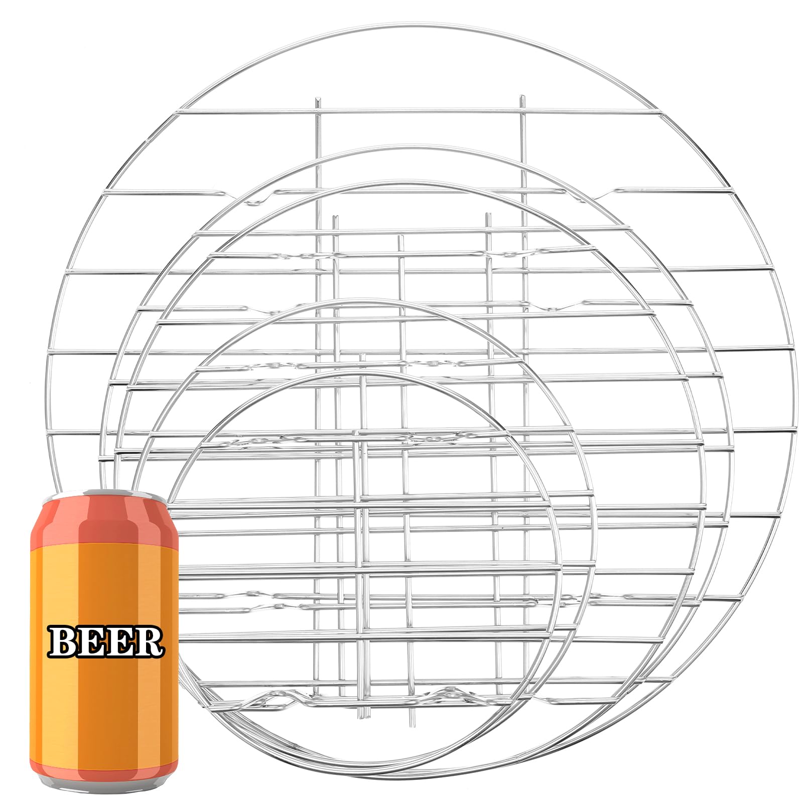 Juego de 5 rejillas de enfriamiento redondas de acero inoxidable para hornear, cocinar, cocinar al vapor, estante para freidora de aire y estante para cocinar al vapor (12/10/9/7/6 pulgadas) 3