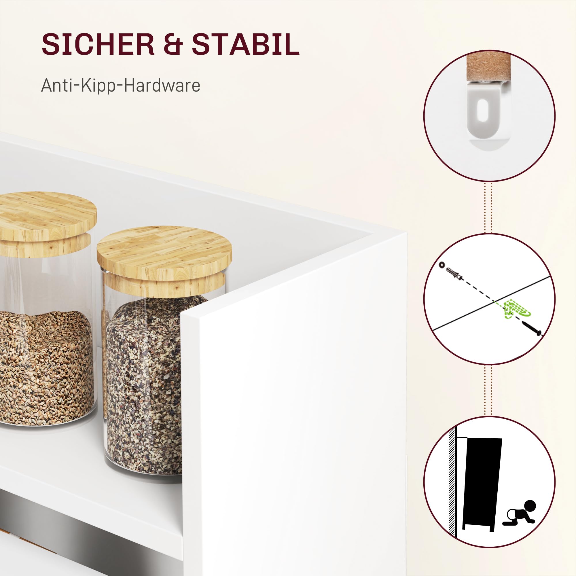 HOMCOM Esstisch Klappbar Küchentisch für 3 Personen mit 4-stufigen Regalen, Klapptisch Moderner Esszimmertisch für kleine Räume, Küche, 78,5 x 91 x 93 cm, Weiß