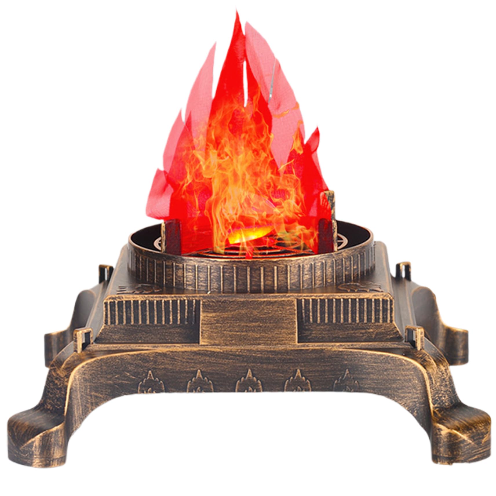 Monwssoe Halloween Decor, Fire, 3D Flame Lamp, Realistic Artificial Fire Flames with Fan Base, Campfire for Halloween Christmas Party Festival Decoration