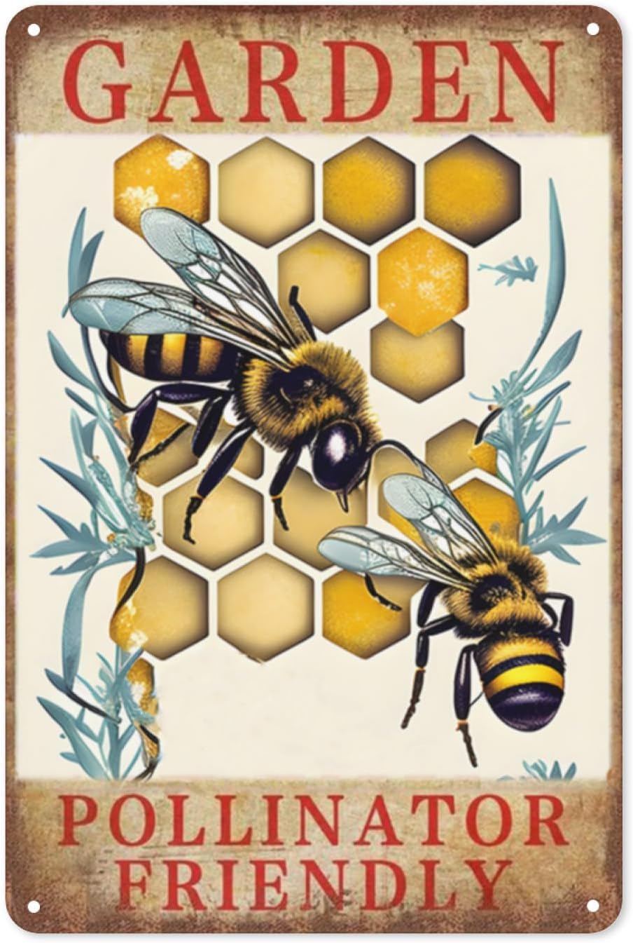 Metal Sign Garden Signs Funny Signs For Bedroom Vintage Signs For Hippie Room Decor Gardening Garden Decor Bedroom Gift Garden Welcomes Bees 8x12 Inch
