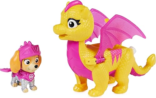 Paw Patrol, Rescue Knights Skye and Dragon Scorch - Juego de figuras de acción para niños de 3 años en adelante