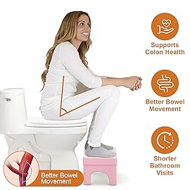 Pink Poop Stool Adult - 7 Toilet Stool with Non-Slip Designs for Squatting in Bathroom