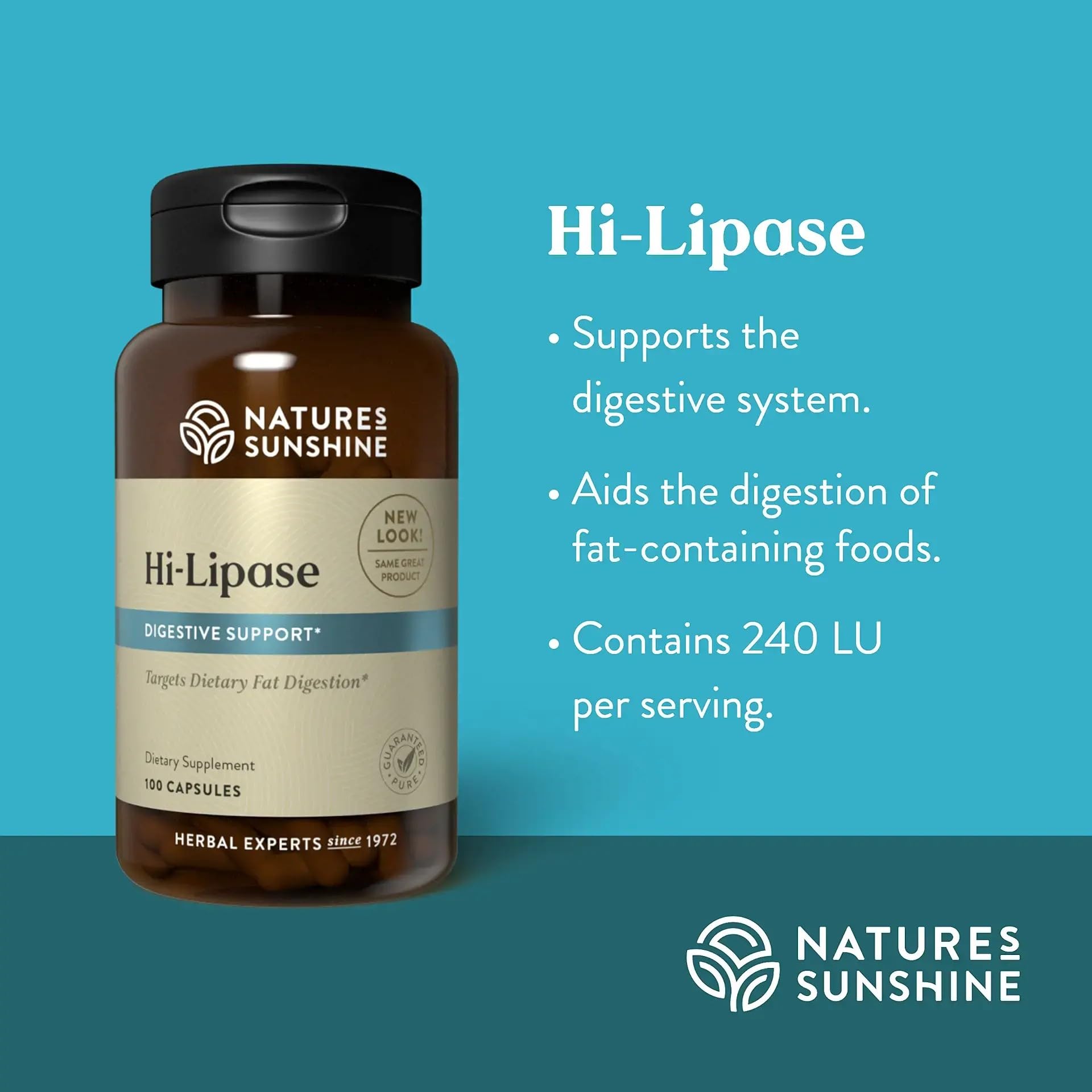 Nature's Sunshine Hi-Lipase - Naturally Supports the Digestive System and aids in the Digestion of Food (100 Capsules) — Amazon image 2