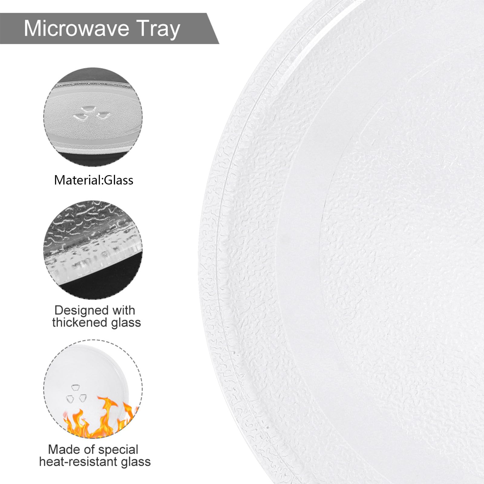 VILLCASE Bandeja Giratoria Fácil Instalación y Limpieza de Vidrio para Microondas, Plato de Repuesto Resistente al Calor para Uso en Microondas