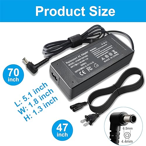 Miniatura 7 de Cargador para portátil de 90 W, 19,5 V, 4,7 A, compatible con Sony Vaio VGP PCG Series, cable de alimentación de 19,5 V con Bravia TV KDL Series