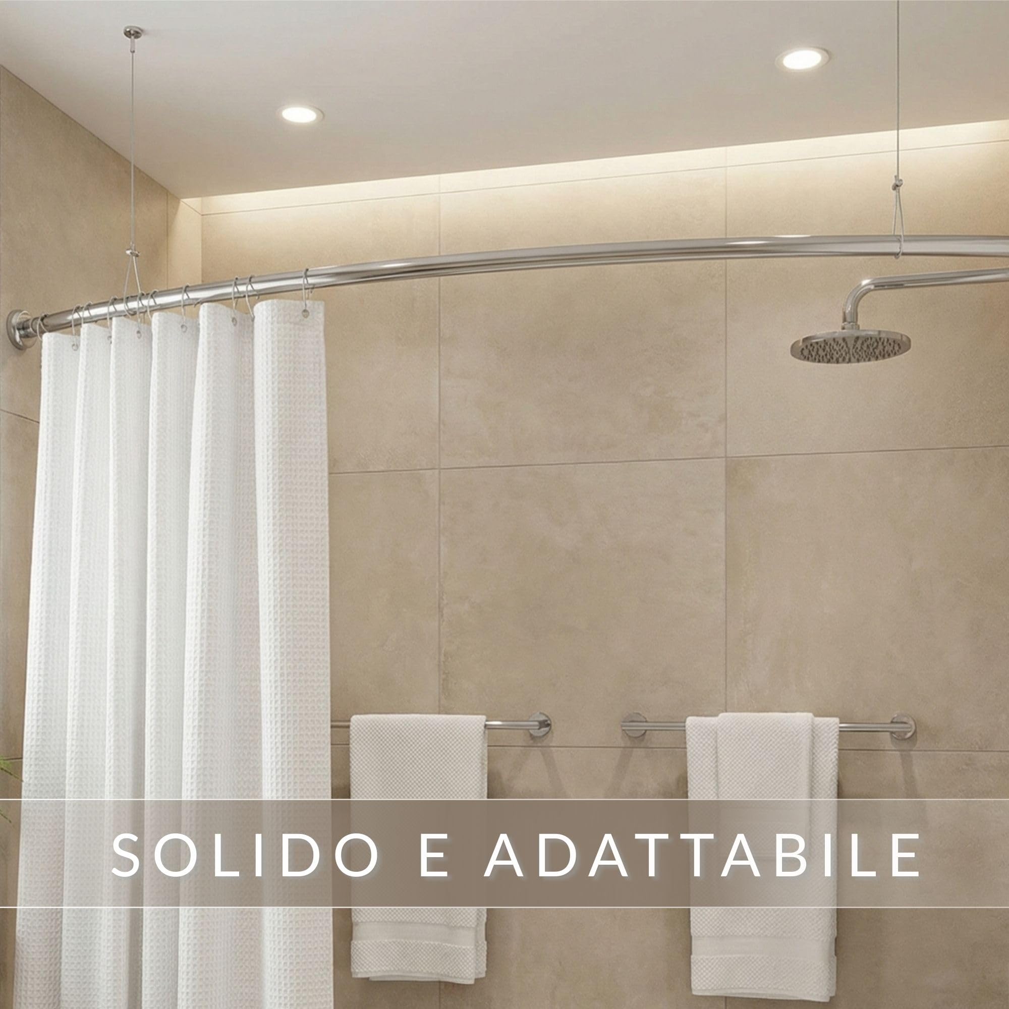 Kyuionty 4 Staffe Portatenda Da Soffitto In Acciaio Inox, Bianche, Per Aste Ø 26 Mm, Con Viti E Tasselli