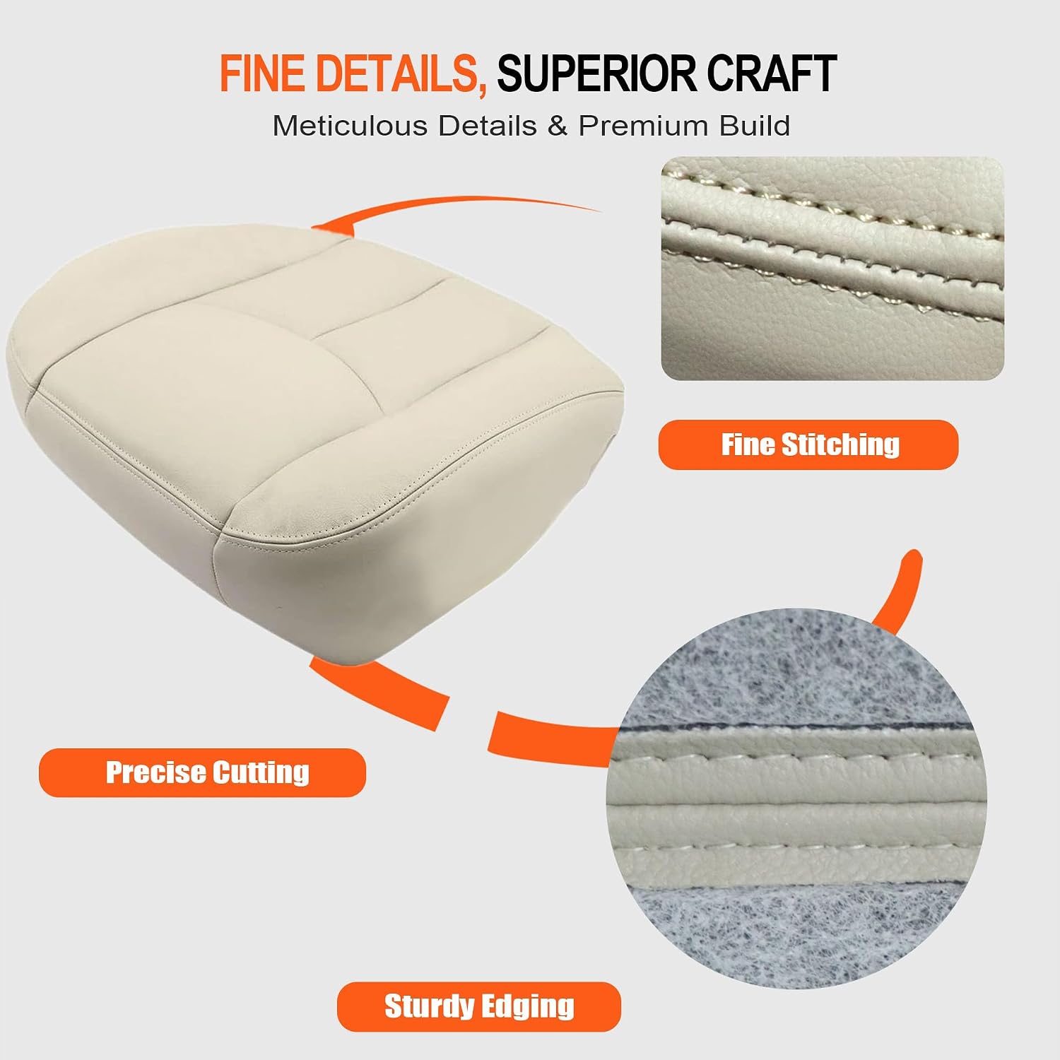 GXARTS Light Tan Driver and Passenger Side Bottom & Top Lean Back Seat Cover & Armrest Cover & Driver Foam Cushion #522 52i Fit for Chevy Suburban Tahoe GMC Yukon XL 2003 2004 2005 2006 image 5
