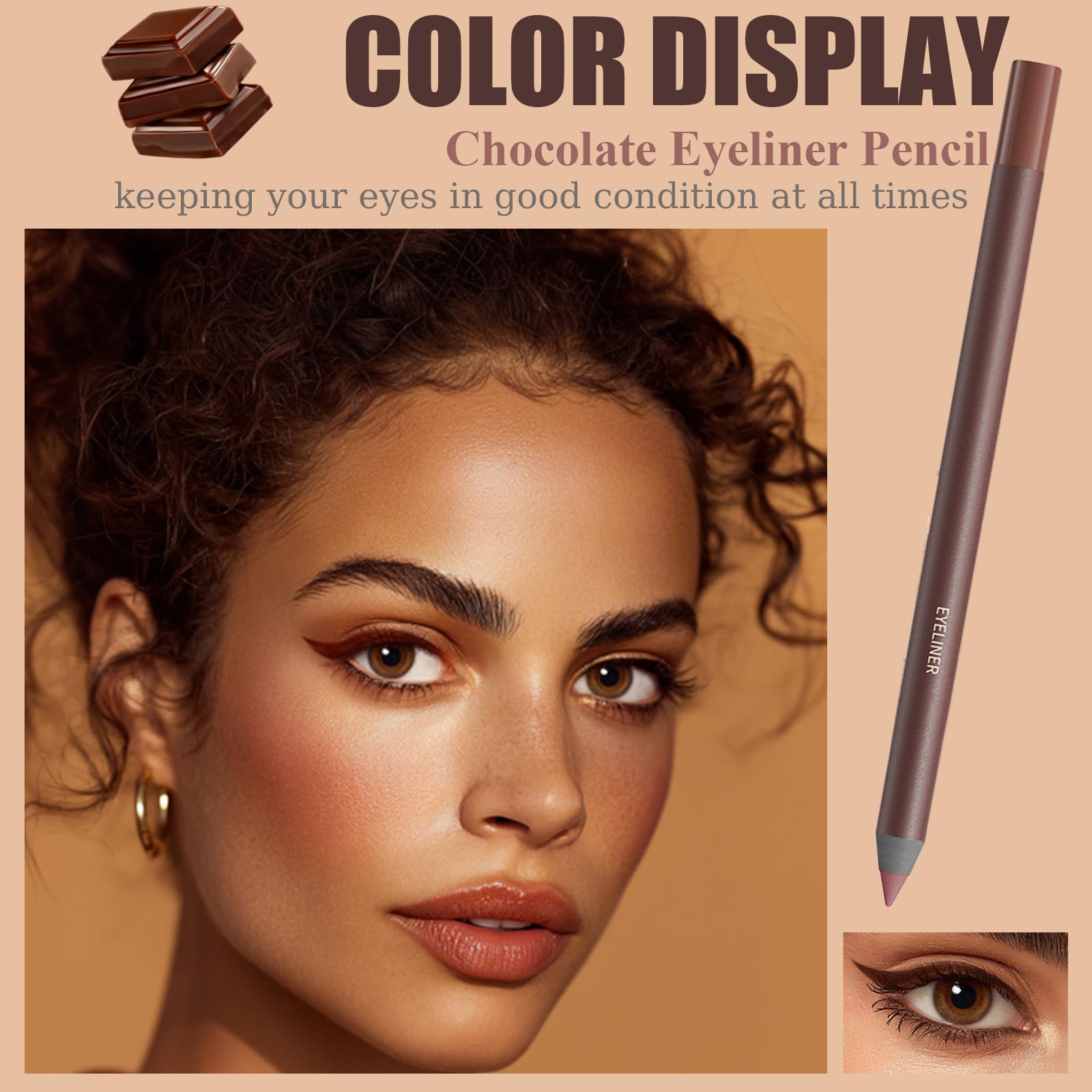 Chocolate Eyeliner Pencil, Waterproof Gel Eyeliner Pen, Smooth, Cream Mousse Texture - Image 2