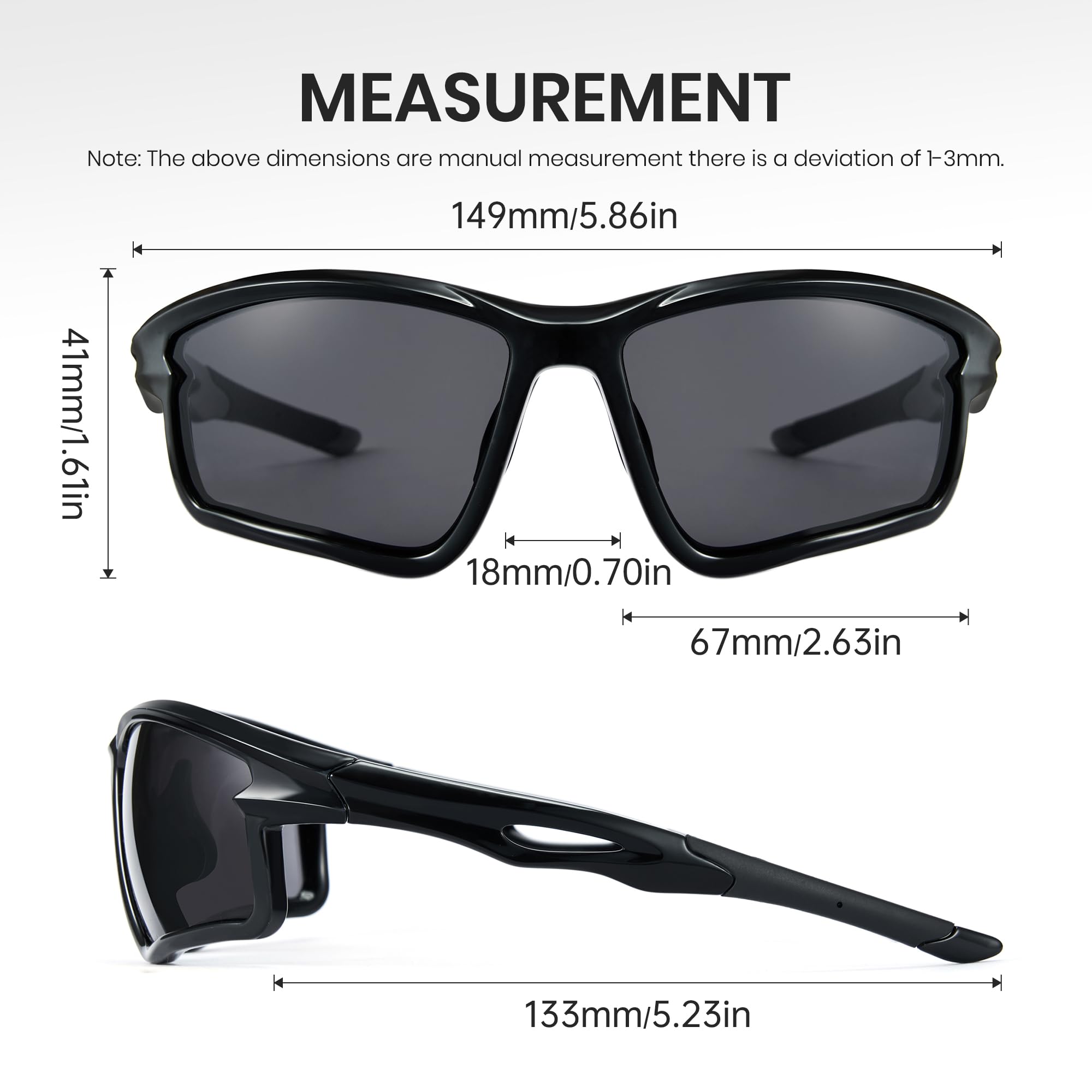 Cyxus Occhiali da sole Polarizzati TR90 da Ciclismo Uomo Donna Rettangolari Corsa Pesca Ciclismo Baseball Sport Golf Guida P1590
