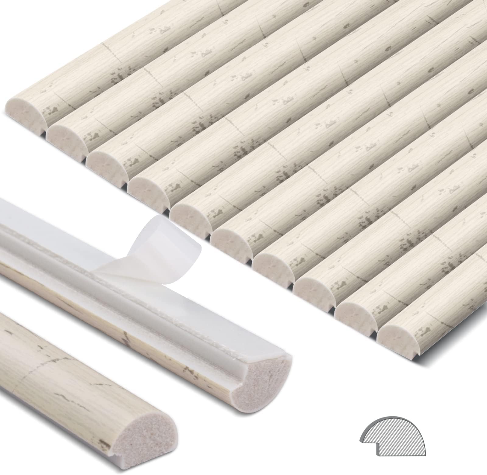 STICKGOO 10-Pack Wall Molding Trim, 12" Tile Edge Trim for Peel and Stick Backsplash Tile, Tile Edge Decorative Liner Comes with 12 Pieces Strong Double-Sided Tape