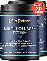 Vista 7 de Life's Fortune Multi Collagen Peptides Powder Drink Plus, para mujeres y hombres, tipo I, II, III, V, X, mezcla con enzima digestiva, para piel