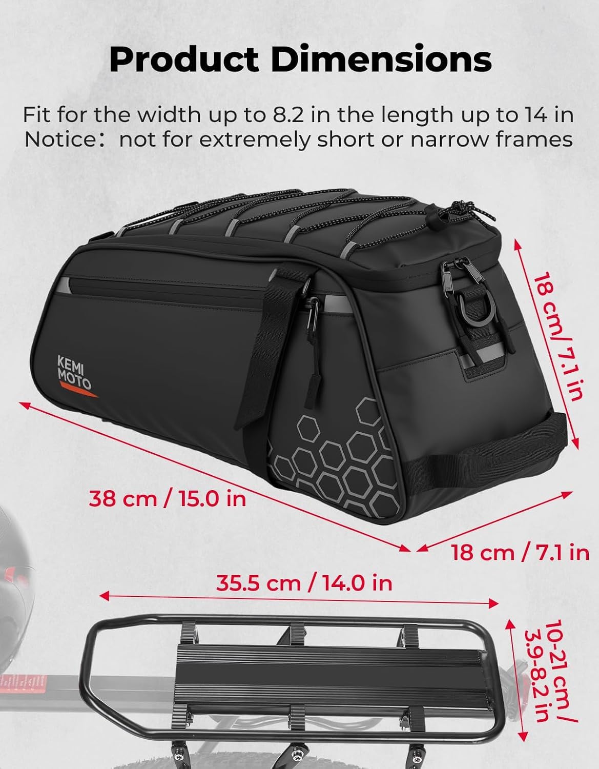 KEMIMOTO 2 in 1 Borse per Bici, 11L Borse Bici Posteriore Laterali, Borsa per Bicicletta Impermeabile in PVC per Strada Bike Mountain Bike, Nero