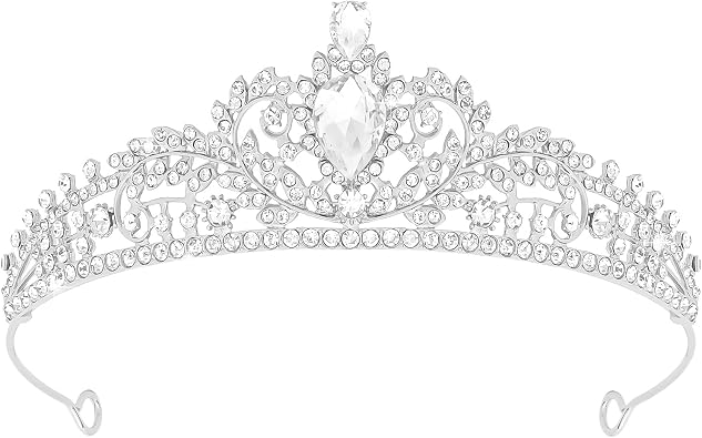 Crown for Women Princess Tiara for Girls Shiny White | Rhinestone Hair Accessories for Birthday Crown for Wedding and Party