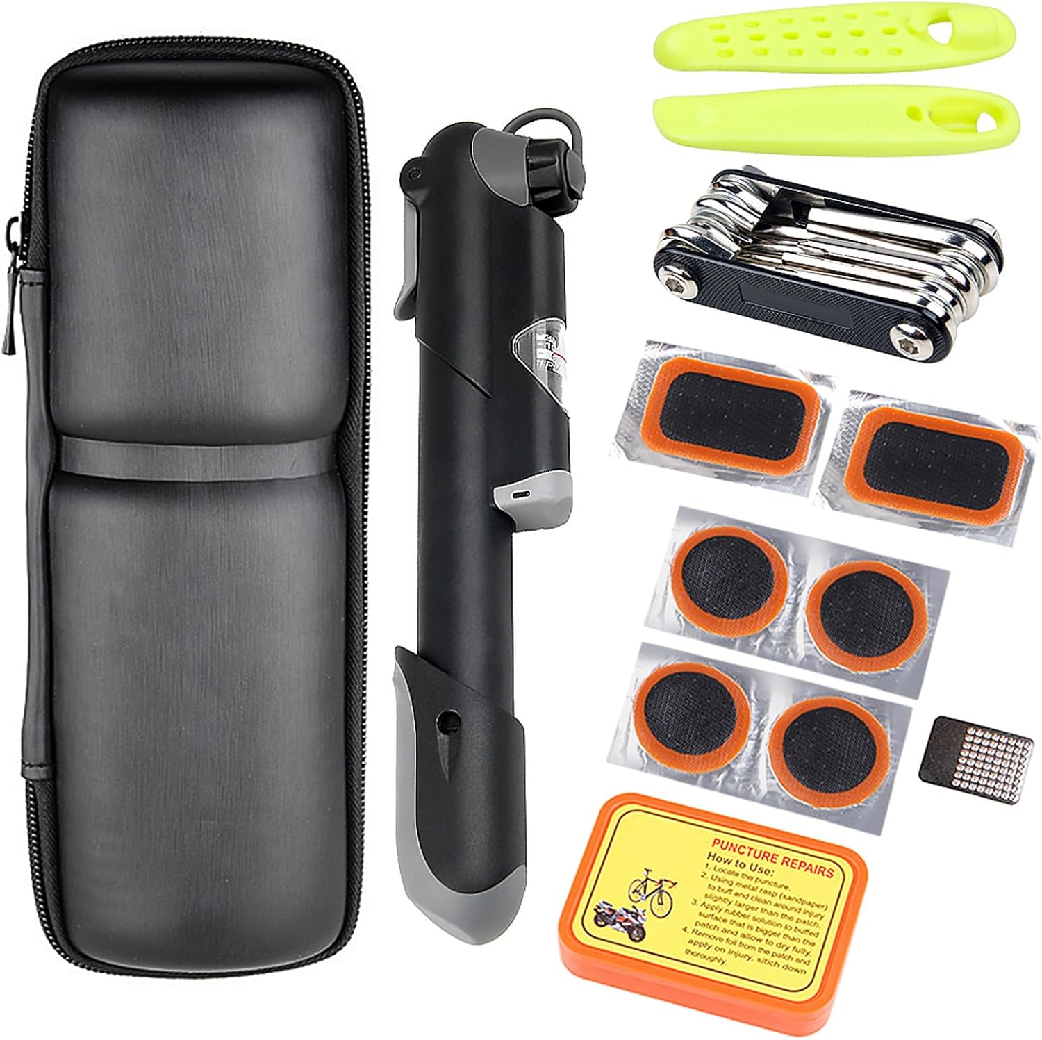 Jiawu Bike Repair Kit with Mini Pump, 10-in-1 Tools & Patches