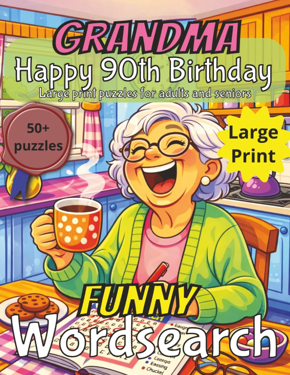 Funny 90th Birthday Word Search for Grandma: 90th Birthday Gift Grandma | Gifts for Women UK | Present for Senior | 90 Year old Gift | 90th Gift for ... | Fun Gift Elderly | Grandma 90th Present