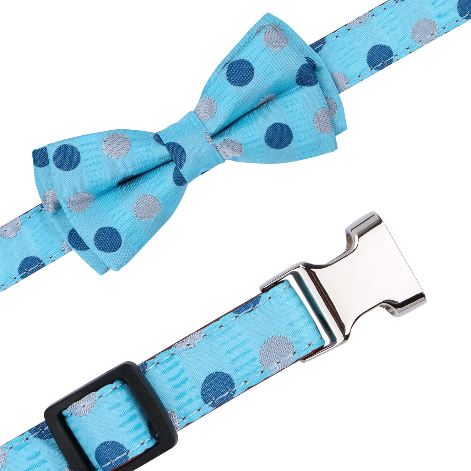 Rhea Rose Bowtie Dog Collar Blue Polka Dots Large, A2_Sky Blue Dots - Image 3