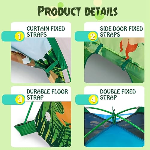 Miniatura 6 de MountRhino Kids Play Tent -48x48x42 Dinosaur Tent Playhouse Outdoor Indoor Tents for Kids Portable Dinosaur Toys Tents for Boys Girls Imaginative