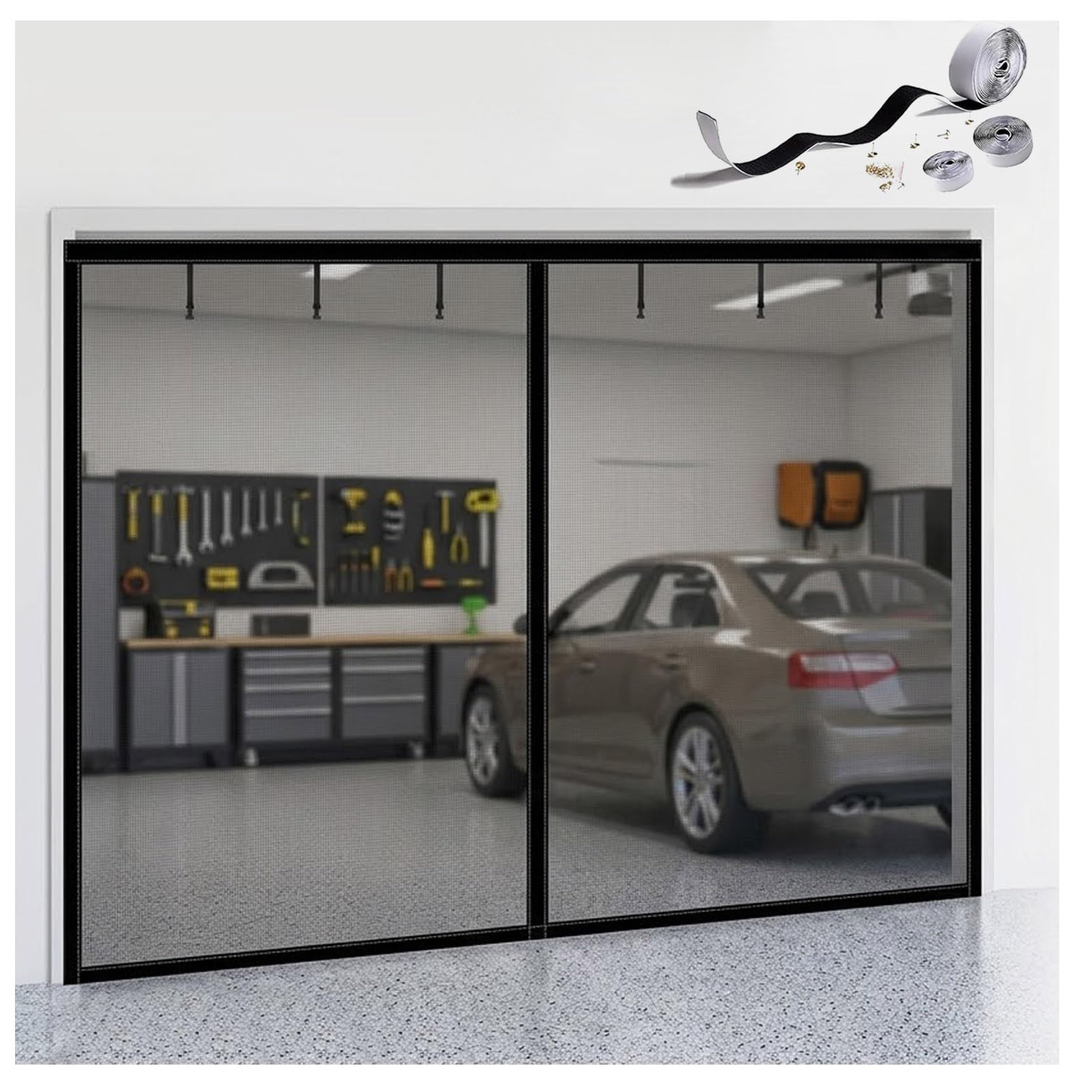 Filet en fibre de verre magnétique pour garage double ultra résistant