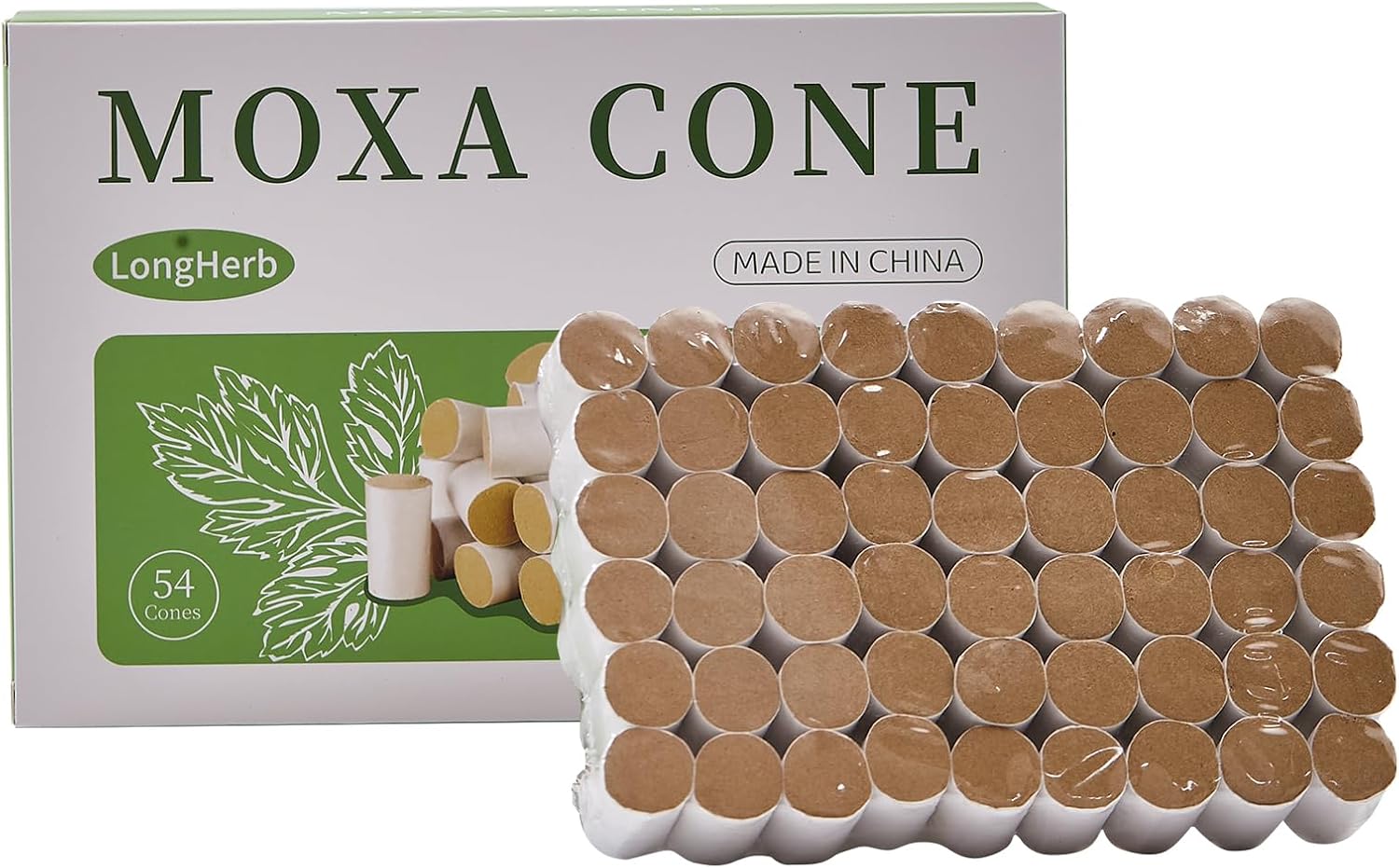 Moxa Sticks for Moxibustion – 54 Rolls Sticks Pure Mugwort, 60:1 High-Purity Moxa Wool from 10-Year-Old Mugwort，Natural Moxa Cones for Waist Neck Knee Back Acupoint Care