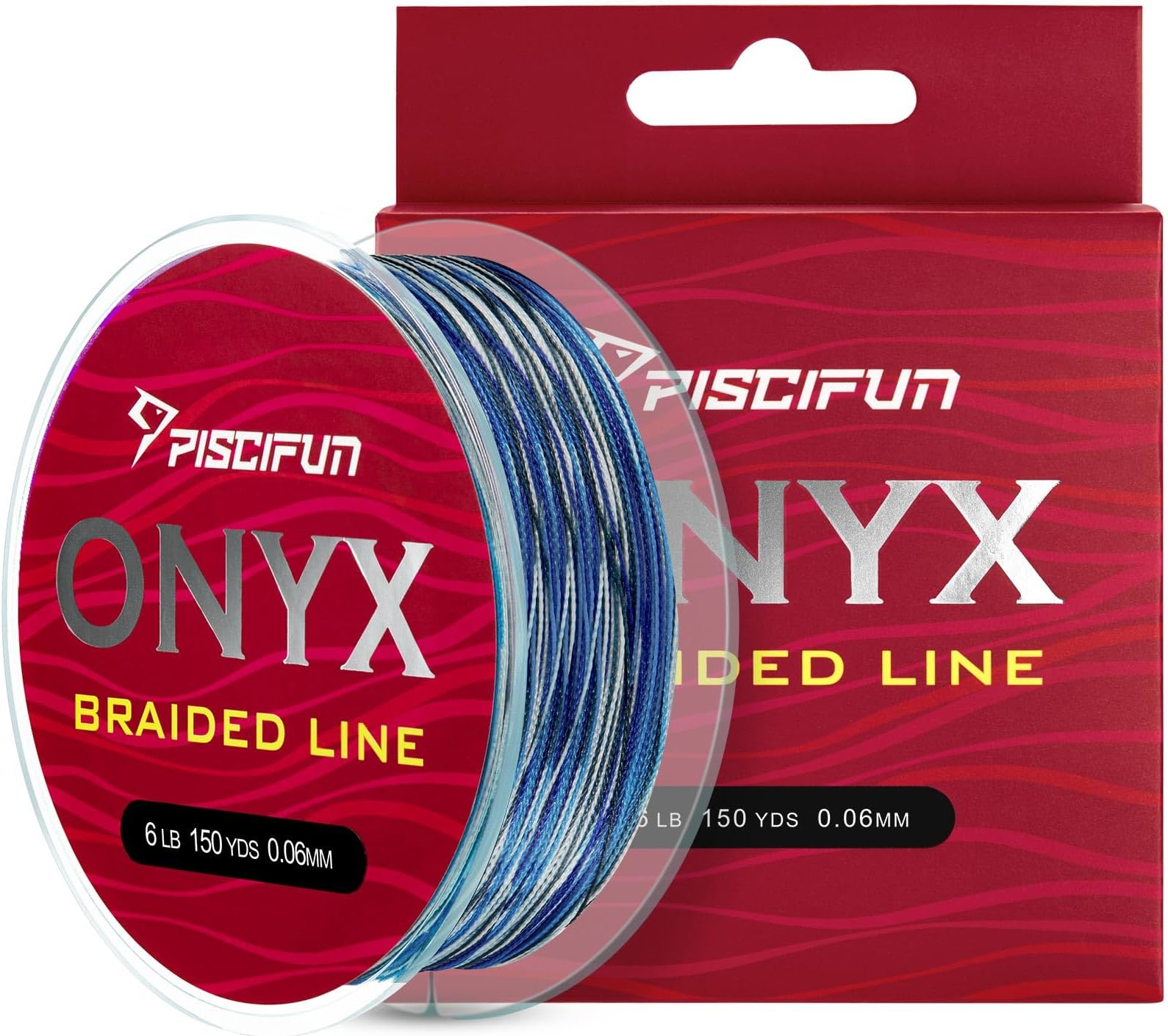 Piscifun - Onyx - Braided Fishing Line - PU Fishing Line - No Stretch - Abrasion Resistant - 450 Yards / 900 Yards / 500 Yards - Tensile Strength 6 Lbs and 150 Lbs