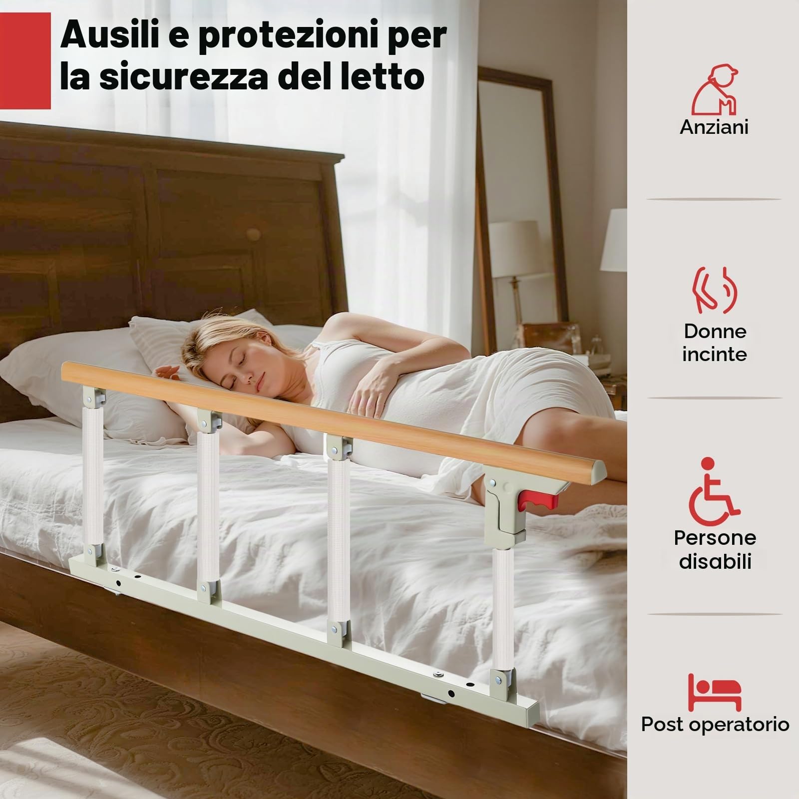 Sponda letto anziani anticaduta,sponde letto anticaduta pieghevoli,Sponda letto bambini,protezioni laterali,sponda letto matrimoniale Adatto per casa e ospedale